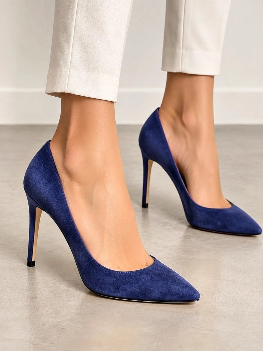 Club Beymen Blue Suede Pointed Toe Pumps Heels Size 38